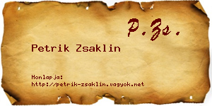 Petrik Zsaklin névjegykártya